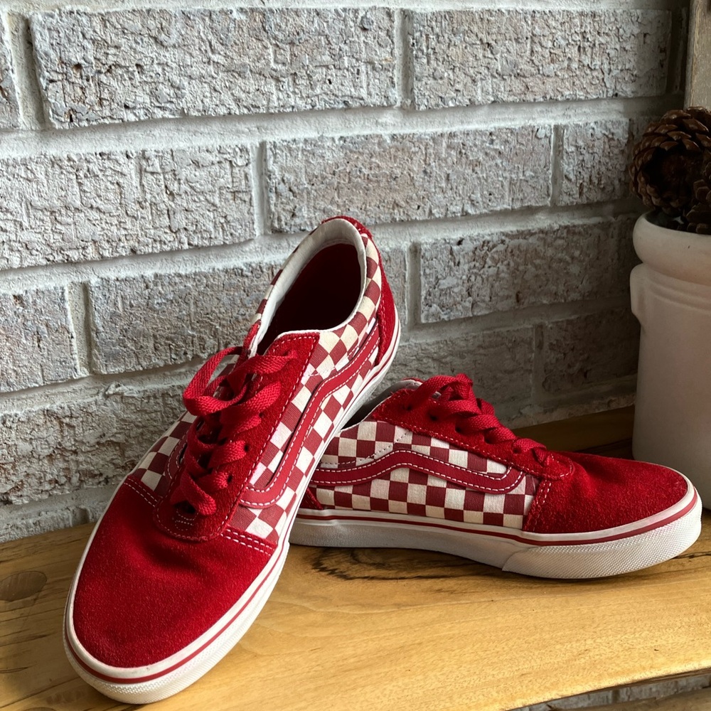 Vans Red and White Check Lace Up